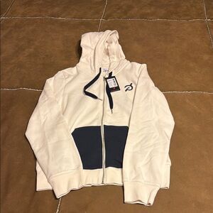 Cream and Black Zip-Up Hoodie